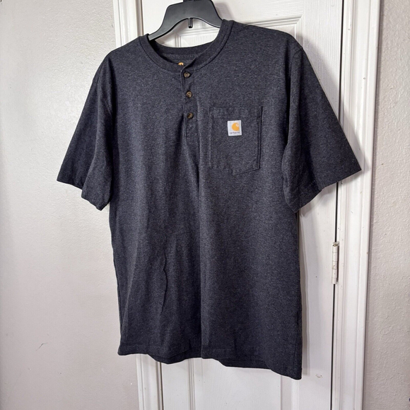 Carhartt Gray Loose Fit Henley T-Shirt Mens Short Sleeve Pullover Size XL - Picture 3 of 8